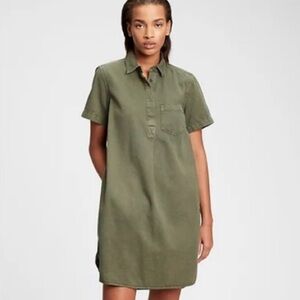 Gap Short Sleeve Olive Shirt Dress